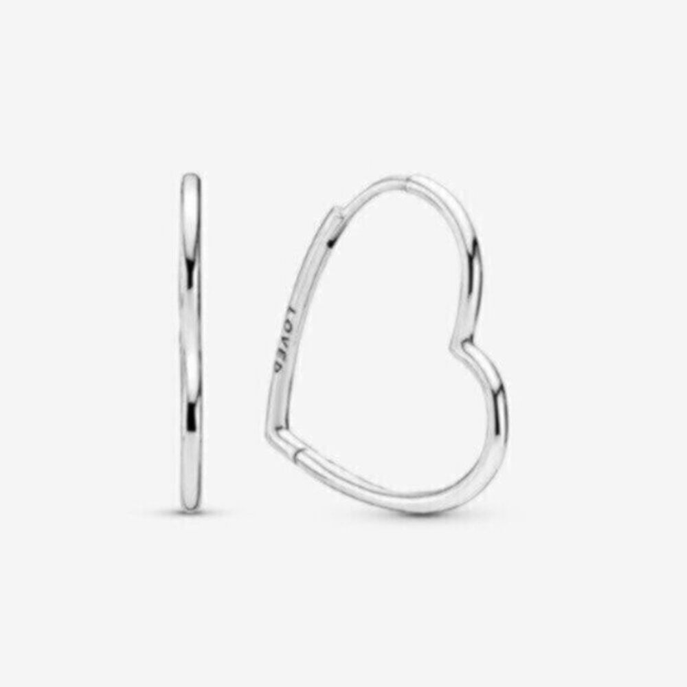 Pandora Asymmetric Hearts of Love Hoop Earrings